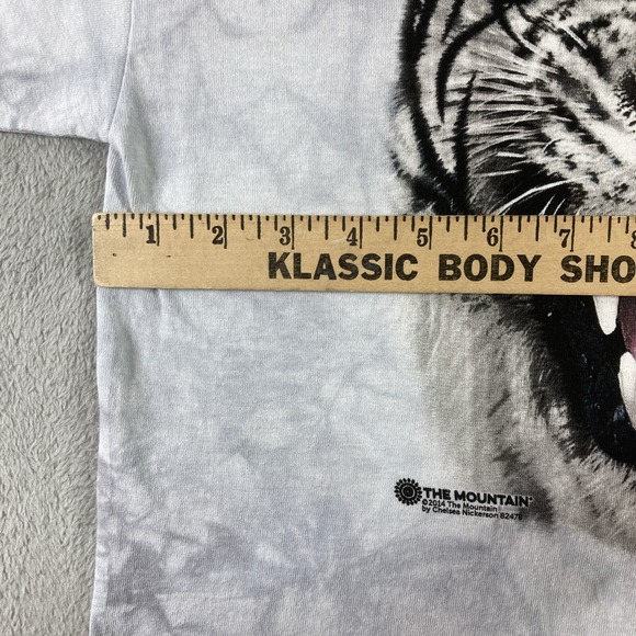 2014 The Mountain White Tiger Shirt Adult Small Gray Tie Dye Graphic Tee SS - Picture 11 of 13